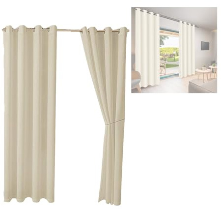 Panels Outdoor Curtains for Garden, 1pc Double Grommets(Top and Bottom), Gazebo Blackout, Thermal Insulated Privacy Outdoor Curtain, Eyelet Curtains for Pergola Porch Pool (Beige, 134*270cm)