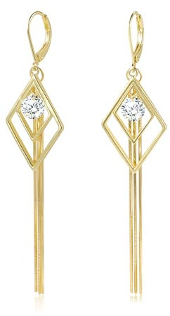 Gold Hängend Ohrringe Damen, Lange Hängeohrringe Quasten Ohrringe Hypoallergen Zirkonia Tropfen Schlangenkette Quasten Ohrhänger Ohrring fur Damen
