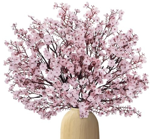 Luabue 6pcs Künstliche Blumen Gypsophila Künstlich Seidenblumen Schleierkraut Künstlich Rosa Artificial Blumen für Home Decor Tisch Hochzeit Party Dekoration (Rosa)