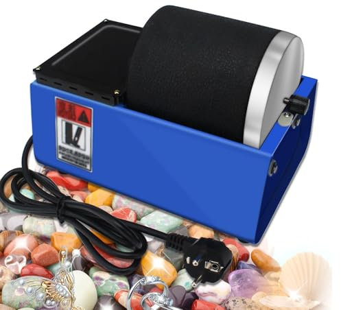 Electric Rock Tumbler Machine, Rotary Rock Tumbler with Leakproof Rubber Barrel,Gemstones Polisher Dual-Wheel Drive/Noise Reduction Barrel for Crystals, Stone, Glass, Metal