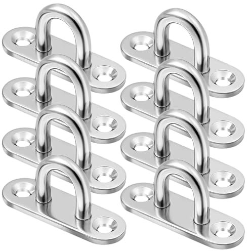 PUERHUACI 8 Pièces Pontet Inox,Crochet Inox,Fixation Plafond M6,Plaque à œil en Acier Inoxydable Avec œillet pour Balançoire Hamac