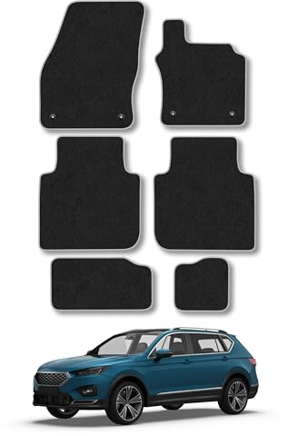 Seat Tarraco (2019-2024) Premium Carpet Car Mats | Grey Edge Trim Premium Floor Mats Tailored Fit Full Coverage Protection Accessories Easy Clean Anti Slip Made in the UK