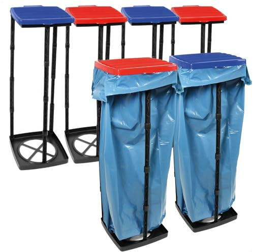 com-four® 6x Müllsackständer mit Deckel - in 3 möglichen Höhen aufbaubar | optimal für Heim, Garten, Werkstatt und Camping - Gelber-Sack-Halter - Abfallsortierer - Müllbeutelhalter [Auswahl variiert]
