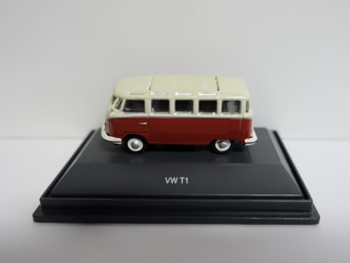 SCHUCO VW T1 Samba rot/weiß 1:87 Modellauto