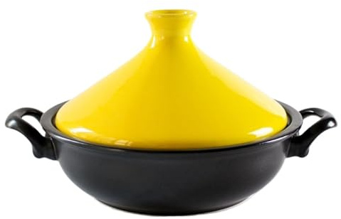 SXTYYH Traditionnel En Céramique D'argile Tajine Marocain for La Cuisson Avec Couvercle Conique Et Deux Poignées Plat Tajine for Cuisson Lente, Ragoûts(Jaune)