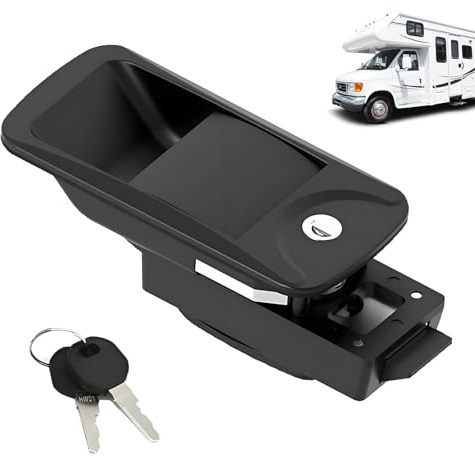 Serratura per Porta Roulotte, Serratura per Porta Camper in Lega di Zinco di Ricambio, Serrature Antifurto Catenaccio d'ingresso da 15,9 X 7,6 cm per Camper, Serrature di Sicurezza con 2 Chiavi