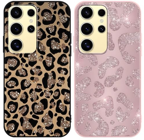 Yirlbey 2 Stück Handyhülle für Samsung Galaxy S25 Ultra 5G Hülle 6,8, Aesthetic Muster Motiv Design Weiche TPU Ultra Dünn Bunt Silikon Schutzhülle Kratzfeste Stoßfest Bumper Case für Mädchen, Leopard