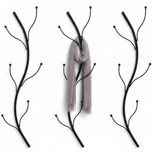 DanDiBo Wandgarderobe Schwarz Metall 3er Set Flora Garderobe Wand 93861 Garderobenhaken Flurgarderobe Kleiderhaken Hakenleiste