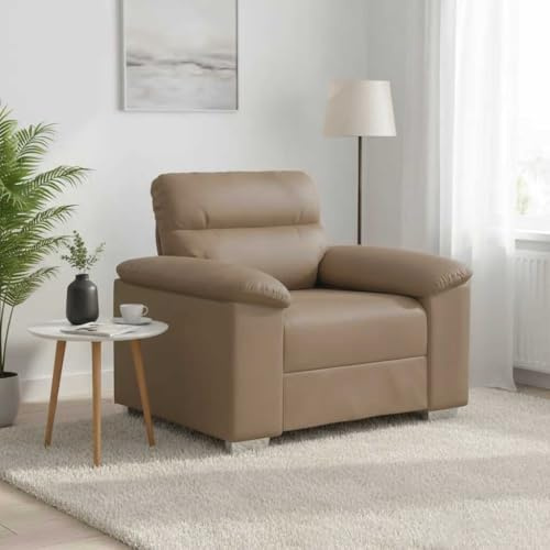 Keeushr Polstersessel Ledersessel Sessel Cappuccino-Braun 100x81x84 cm Kunstleder mit robustem Holz Metall Gestell und Breiten Armlehnen für Wohnzimmer Büro
