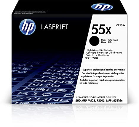 HP 55X (CE255X) Schwarz Original Toner mit hoher Reichweite für HP Laserjet Enterprise P3015, M525, HP Laserjet Pro M521