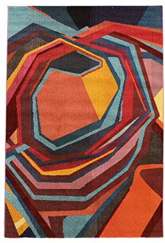 RugVista, Duet, Teppich, Kurzflor, 160 x 230 cm, Rechteckiger, Modern, Oeko-Tex Standard 100, Polypropylene, Flur, Schlafzimmer, Küche, Wohnzimmer, Rot/Rost, Dunkelrot