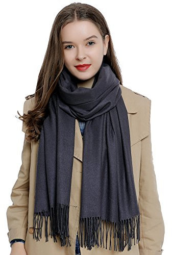 DonDon Schal Damen Winter Wollschal Winterschal warm weich 185 x 65 cm Anthrazit