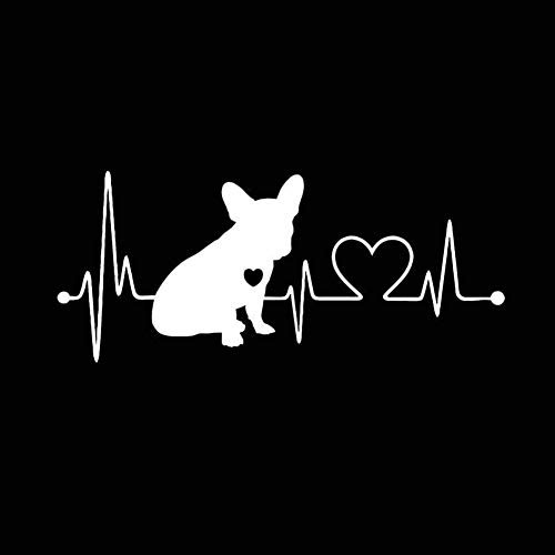 Generic TE4H French Bulldog Heartbeat Car Bumper Window Sticker Reflective Decorative Stickers - White, Acrylic