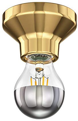 ledscom.de LED Deckenleuchte Elektra Porzellan gold inkl. E27 Kopfspiegel Lampe 461lm warm-weiß