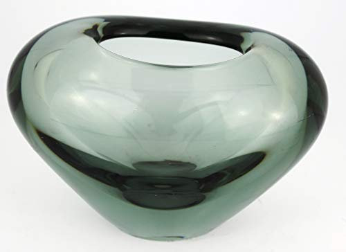 Holmegaard Hjertevase Vase des Herzens - Glas entworfen von Sidse Werner Dänemark 1985 - Maße: 954 gr. 9 cm hoch und 13,5 x 8,5 cm. Grüne Farbe - Artikel aus zweiter Hand