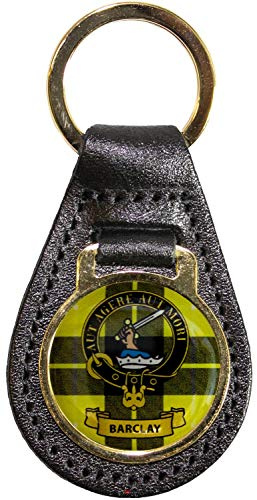 I LUV LTD Leather Key Fob Scottish Clan Crest Barclay Scottish Made
