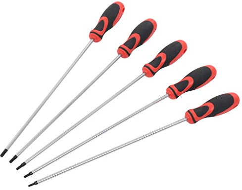vidaXL Torx Schraubendreher Set 5-tlg. Schraubenzieher Set Schlüssel KFZ Werkzeug Werkstatt T15 T20 T25 T27 T30 300 mm T-Profil Isolierter Griff