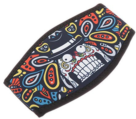 CUTICATE Neopren Maskenband - Zähne, Tauchmaske, Schwarz mit mehrfarbigen Akzenten, Anpassbarer Neopren, Schnalle, Schnorcheln, Schwimmen, Erwachsener