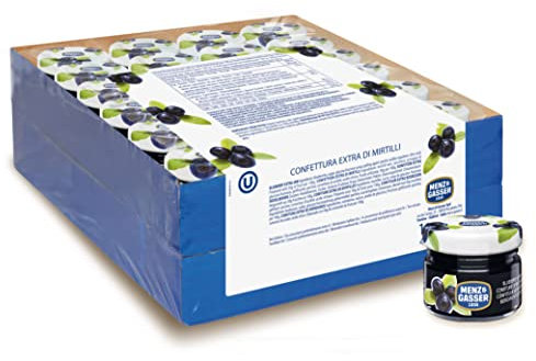 Menz&Gasser Confettura Extra di Mirtilli Neri Monodose Premium Quality, con Frutta di Alta Qualità, 100% Made in Italy, 48 Vasetti x 28 g