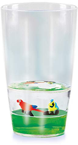 Deluxebase Floatarama Tumbler - Papagei Acryl-Trinkglas mit schwimmenden Tierfiguren. 250 ml BPA-frei Papagei Trinkglas für Kinder und Erwachsene.