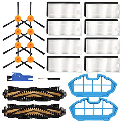 Smilyan Piezas de repuesto para aspiradora robótica Ecovacs Deebot N79 N79s DN622 500 N79w Yeedi K600 K700, kit de accesorios incluye 2 cepillos principales, 2 filtros primarios, 8 filtros HEPA, 8