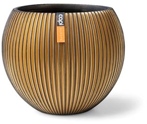 Capi Europe - Gefäß Kugel Groove Black & Gold - 12x10 - Gold - Öffnung Ø9 - Blumentopf für drinnen - BGVGB109