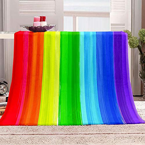 JKRFV Wohndecke Farbe Regenbogen Weiche Flauschige Plüsch Decke, Flanell Fleecedecke TV Hautfreundlich Kinder Kuscheldecke für Sofa, Camping, Reise 130x150cm