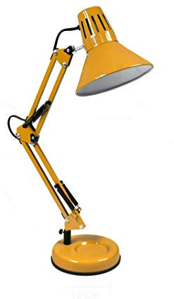 Millelucciole Lampada da scrivania led E27 braccio snodabile orientabile luce da tavolo base con morsetto incluso (Giallo)