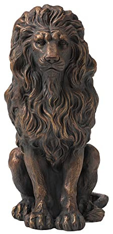 Glitzhome Magnesiumoxid, Fiberglas GH20387 Guardian Stehender Löwe Outdoor Statue, Bronze