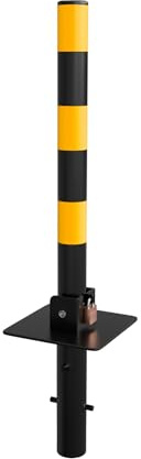 Streetwize - Buried Folding Parking Post, Yellow/Black Striped - Heavy Duty Parking Barrier - Car Anti-theft Post