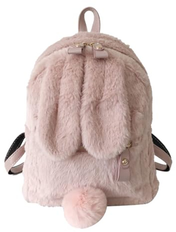 Damen Mini Rucksack,Süße flauschige Umhängetasche Plüsch Kaninchenohr Rucksack Hase Satchel Geldbörse Plüsch Handtaschen Lässiger Tagesrucksack Mädchen