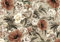 decomonkey Fototapete selbstklebend Abstrakt Pflanzen 441x315 cm Selbstklebende Tapeten Wand Fototapeten Tapete Wandtapete klebend Klebefolie Blumen Pflanzenmotiv Laub Beige Braun