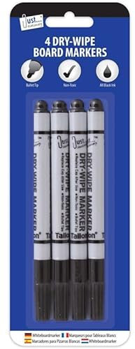 P Store 4/8 /12 DRY WIPE BLACK BULLET TIP Premium Marker pens White Board Drywipe Markers (4)