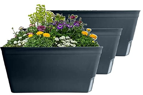 Olly & Rose Lazy Planters Selbstbewässernder Pflanztopf, matt, schwarz, 3 Stück