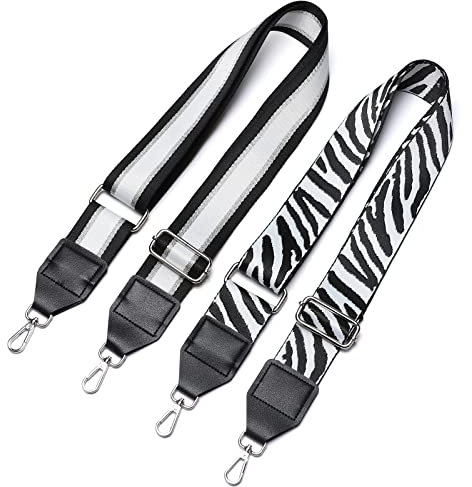Etercycle 2 Stück Verstellbarer Schultergurt, Schulterriemen 5CM Mehrfarbiger Breiter Taschengurt DIY Umhängegurt für Handtasche Crossbody Tasche (Streifen Schwarz, Zebra Schwarz)