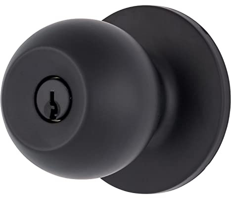 BRINKS – Transitional Keyed Entry Ball Door Knob, Matte Black - Designed for Traditional and Transitional Homes and Blends Seamlessly with Interior Décor