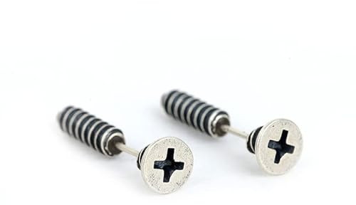 DAOMEI Schraube Ohrstecker Unisex Punk Hip Hop 925 Sterling Silber Ohrstecker Ohrstecker Pins Silber Feiner Schmuck