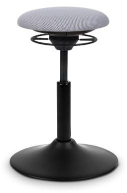 BALIMO Classic - Sitztrainer - Bewegungshocker - ergonomischer Hocker mit frei beweglicher Sitzfläche - Rücken-Trainer - Bürohocker - Standfuß Schwarz (Gestell Schwarz - Sitzbezug Hellgrau)