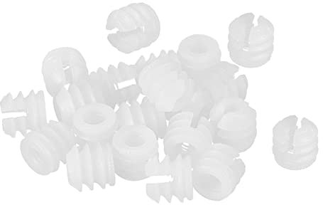 sourcing map Furniture Plastic Pre-inserted Nuts, 11mmx10.5mm 24pcs Hinge Dowel Inserts Panel Expansion Nuts for Hinge Self-tapping Screw, Furniture Connector Fittings