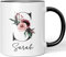 JUNIWORDS Tasse, Sarah, Name Anfangsbuchstabe Initial Alphabet Floral Buchstabe S Monogramm Motiv, Keramik, Schwarz (5599893), 330 ml