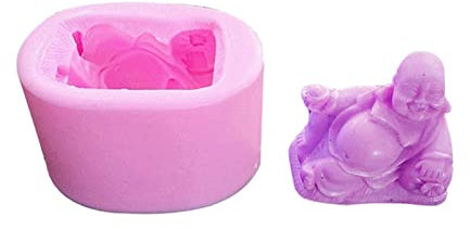 JINGAN Molde de Cubo de Hielo de Buda - Molde de Silicona de Buda Que ríe | Molde de Silicona con Forma de Buda para Hacer Velas, Resina epoxi Hecha a Mano, Manualidades de Arcilla