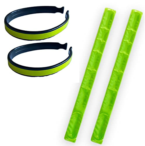 all-around24 Fahrrad Hosen Clips Reflektierende Hosenklammern Elastische Hosenklammer Hosen Reflektoren Fahrradklammern für Damen, Herren Kinder Fahrrad Radfahrer