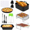 Airfryer Zubehör,Heißluftfritteuse Zubehö 11 Teiliges Set für 5,5L Fritteusen Aller Marken,Airfryer xxl zubehör Set Einschließlich Kuchen Korb Pizza Pfanne Backen Rack Kraft Liner Tray Pinsel Clip