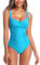 Joweechy Womens One Piece Swimsuit Tummy Control Swimming Costume Vintage Twist Ruched Swimwear Bathing Suit Capri Blue,M