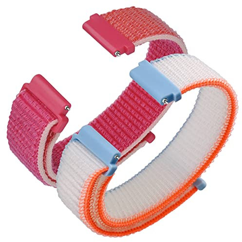 ANNEFIT 2Pcs Correas de Nylon para Reloj, 20mm Bandas Deportivas Ajustables y Transpirables para Hombre Mujer (Rojo y Blanco)