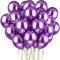 PuretéavHom 60 Stück Luftballons Violett Helium Ballons mit 3 Rollen farbiger Bänder 12 Zoll Luftballon Latexballons Metallic Luftballons für Geburtstagsdeko Hochzeit Taufe Deko Partydeko