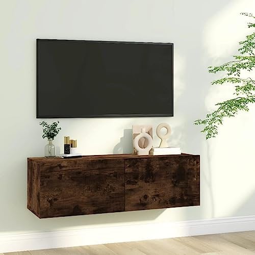 Natulvd 100 cm schwebender TV-Ständer, Wandmontierter TV-Schrank mit 2 großen Stauräumen, Entertainment Center Hängende Medienkonsole Regal für Wohnzimmer, Schlafzimmer - Rustikale Eiche