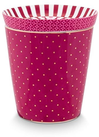 Pip Studio Royal Dots Becher & Teebeutelablage Set Dunkelpink 230 ml