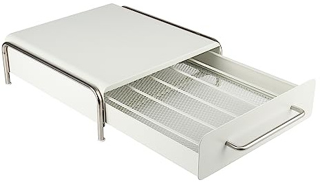 XUANYU 2 en 1 Tiroir Rangement et Support pour Machine à Café, Porte-capsules Anti-dérapant pour 36 Capsules Vertuo, pour Cuisine, Bureau (Blanc)