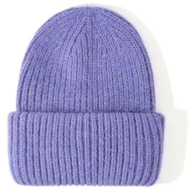 CHRISK 20 Farben Unisex Einfarbig Kaninchen Winter mütze für Frau Matched Winter Mützen Neue Kaschmir Frau Warme mütze, Lila 01, One size
